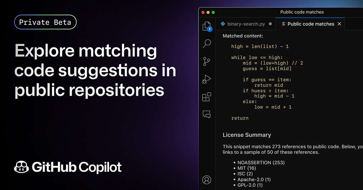 Github Copilot Can Now Notify Developers If The Code Suggestions Match Github Copilot Can Now Notify Developers If The Code Suggestions Match