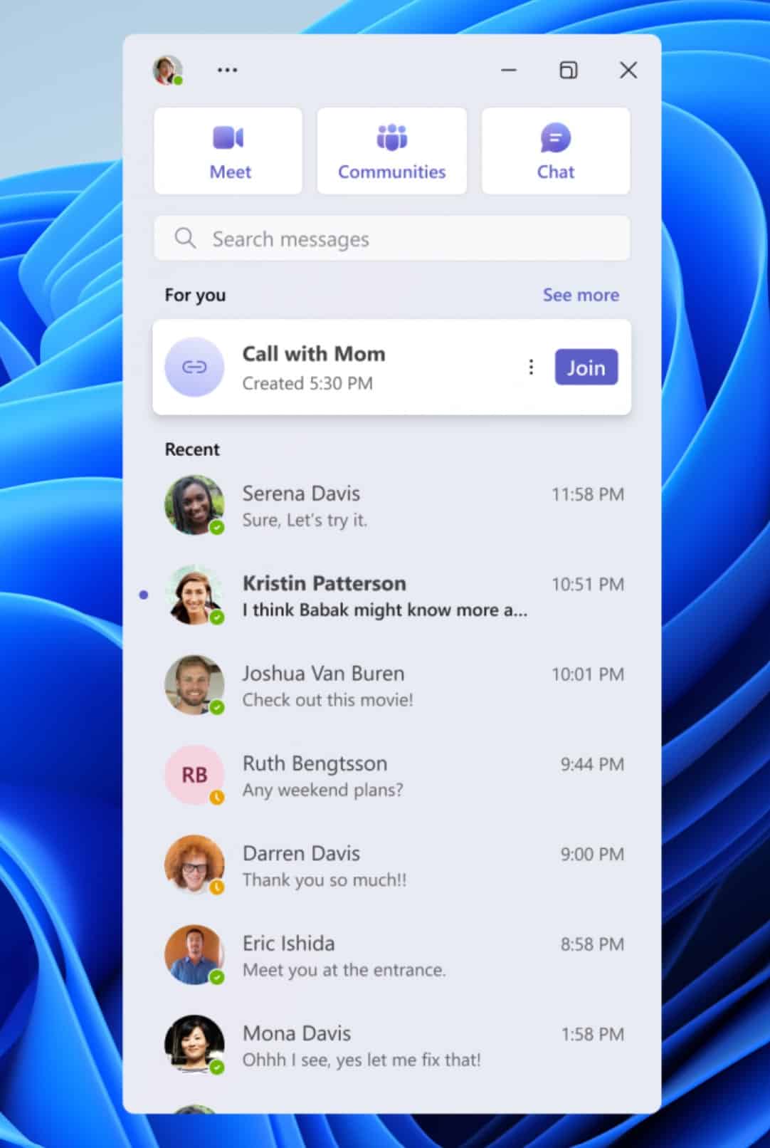 Microsoft Teams app for friends and families