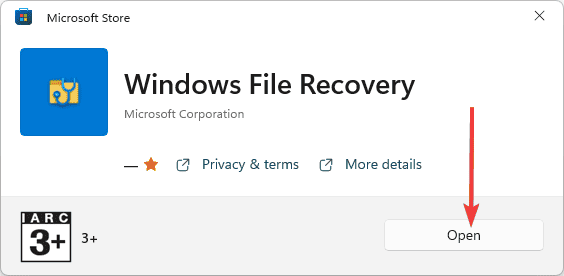 open windows file recovery app