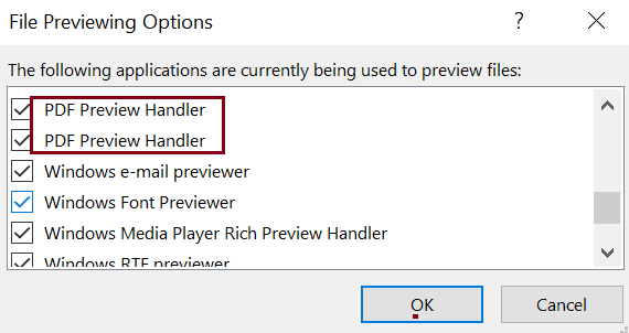 Pdf preview handler not working error windows 10