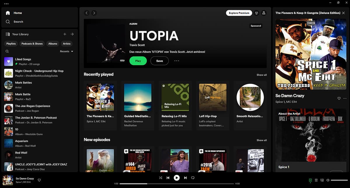 Интерфейс Spotify