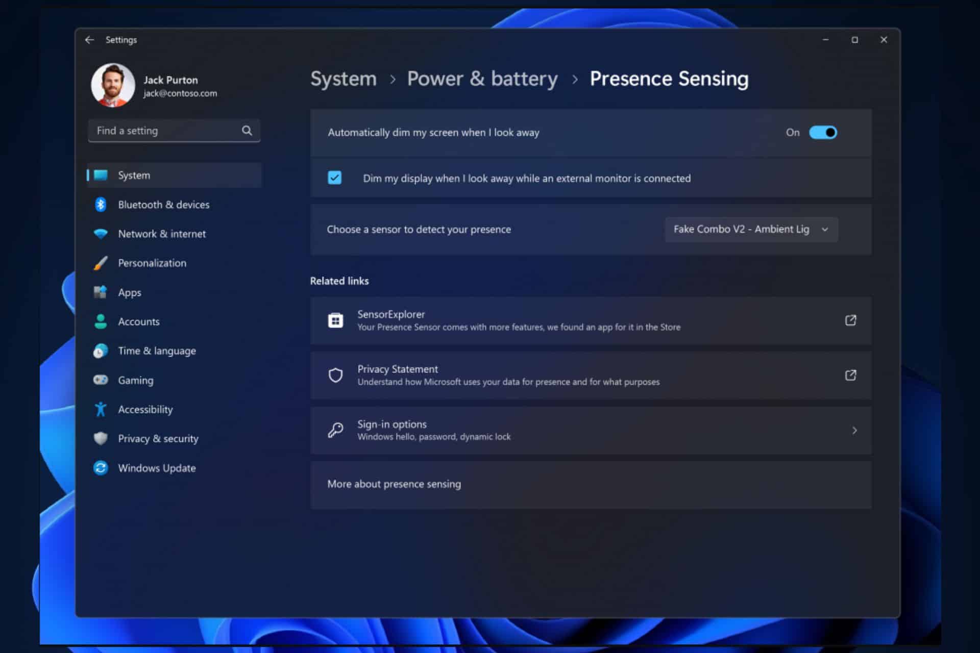 Presence Sensing in Windows 11