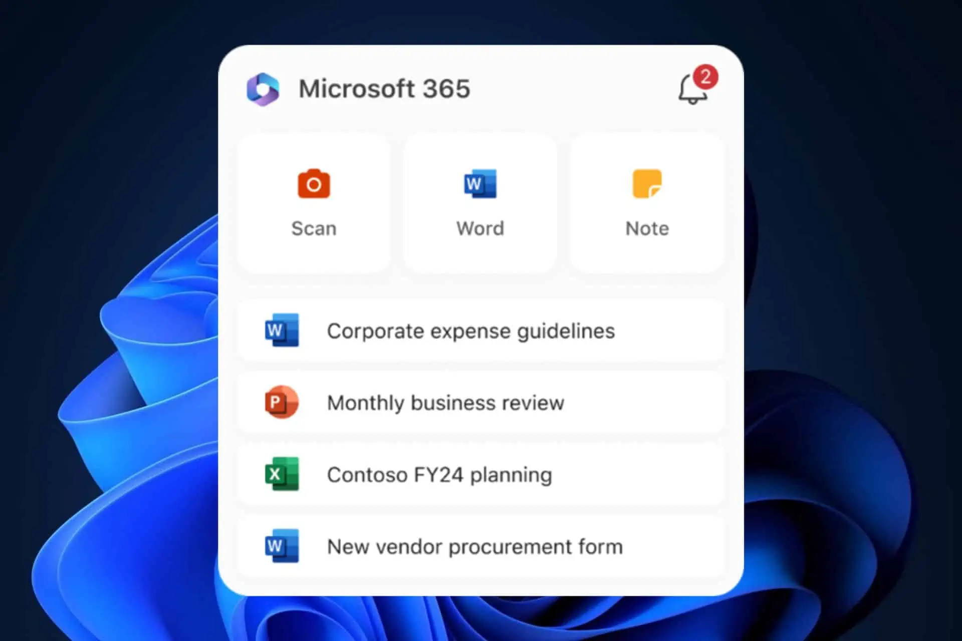 A Microsoft 365 widgetek használata iPhone-on