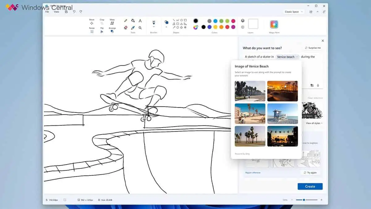 Windows 11 Paint app AI features