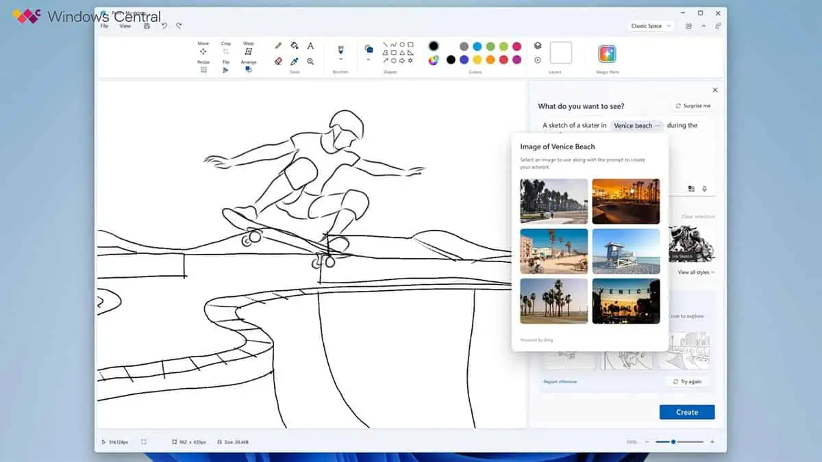 Λειτουργίες AI της εφαρμογής Paint των Windows 11