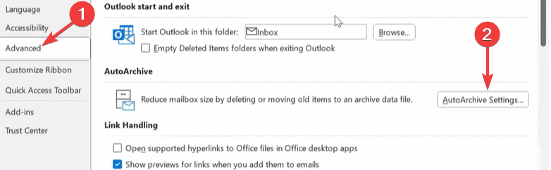 archive emails in outlook