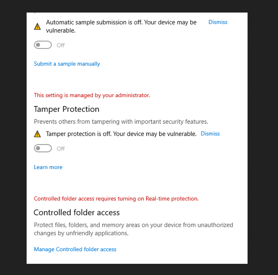 Explained Automatic Sample Submission is Off MSPoweruser
