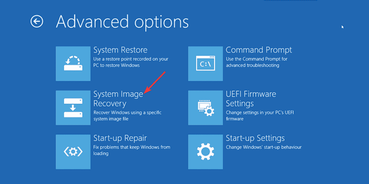System Image Recovery option windows 11