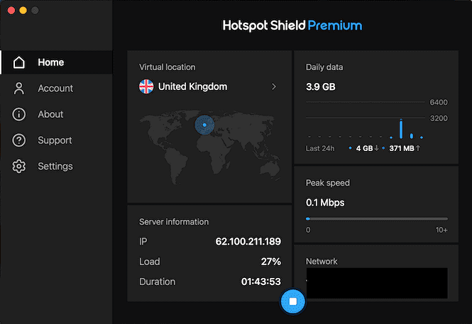 Hotspot Shield interface