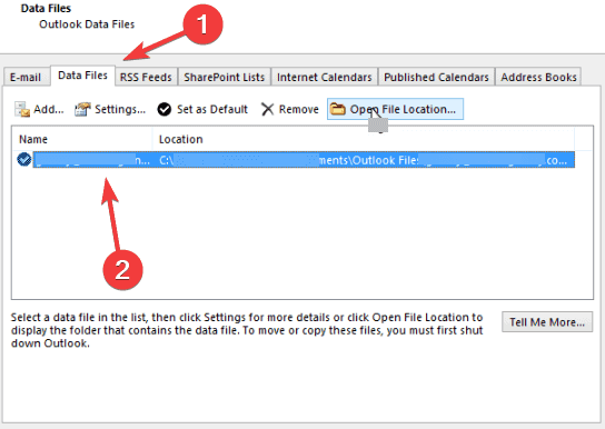 outlook data files