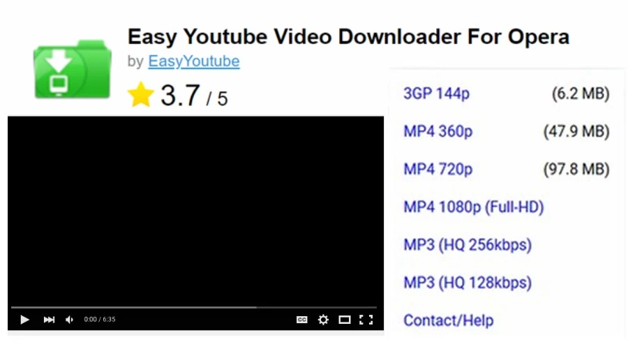 Easy YouTube Downloader Opera extension