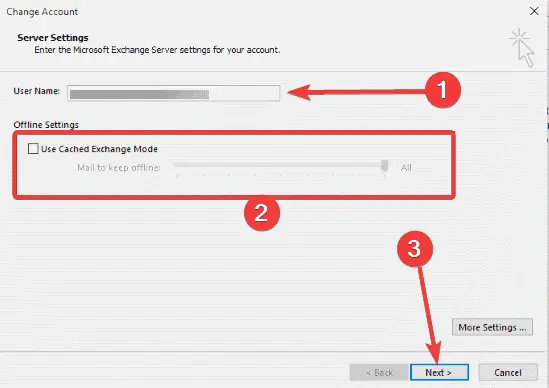 outlook use cached exchange mode