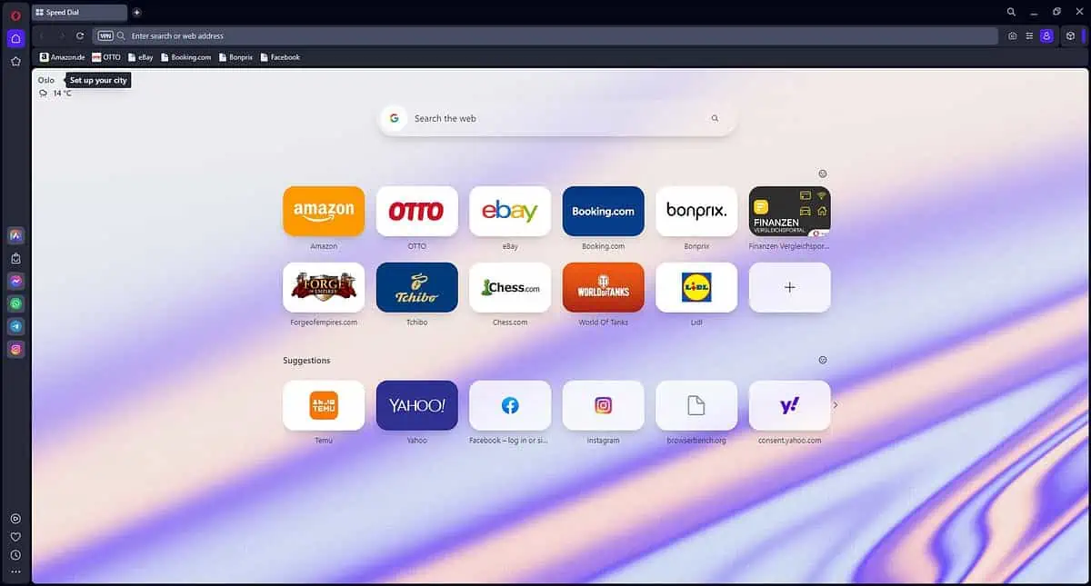 Opera One interface