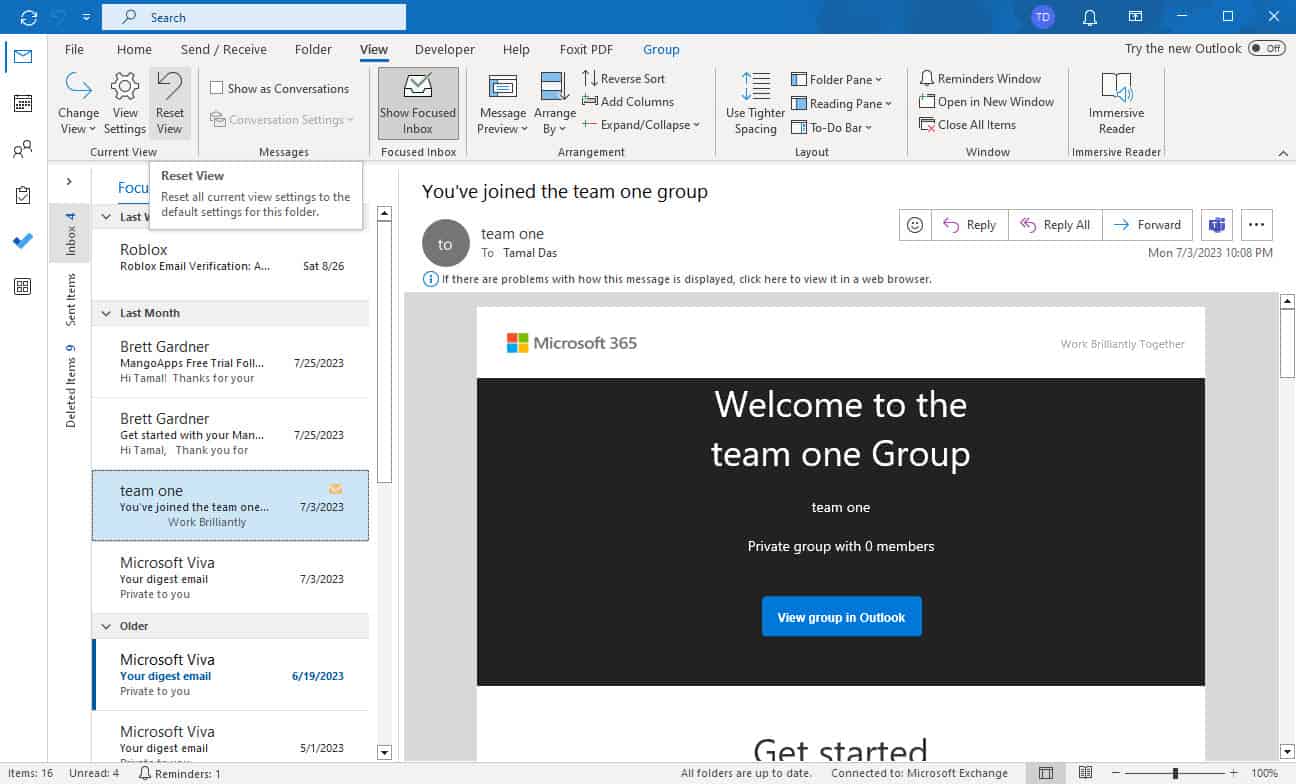 Outlook-weergave opnieuw instellen