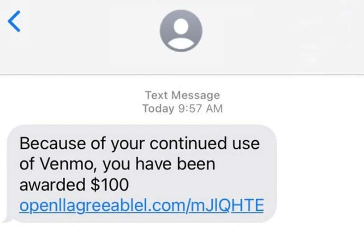 venmo fake reward text