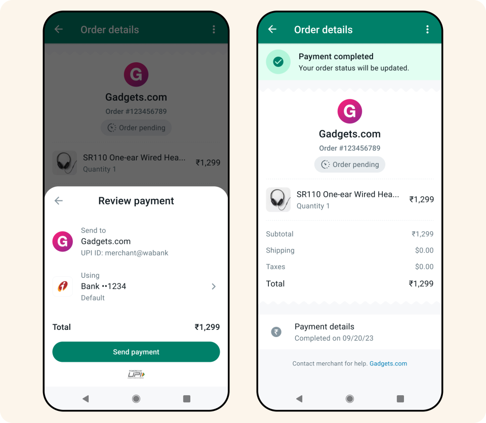 WhatsApp UPI payment