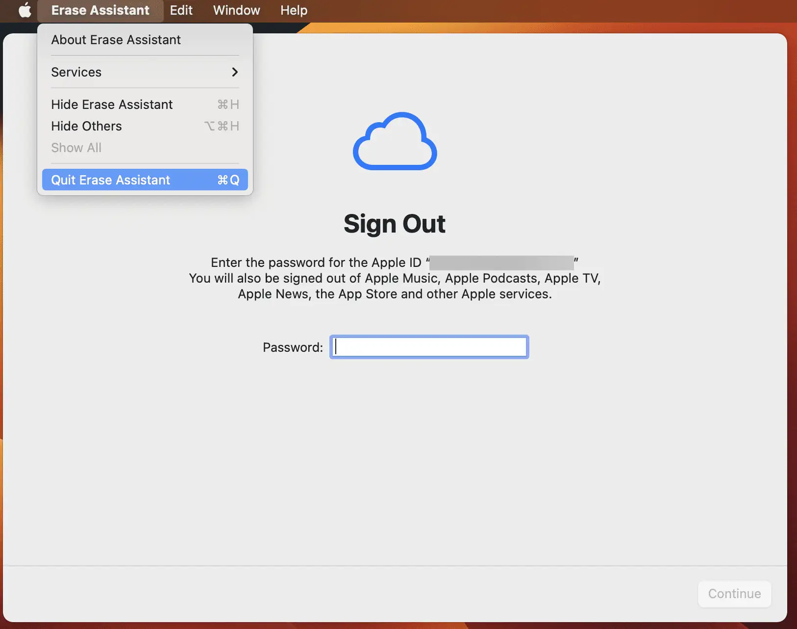 lozinka za pomoćnika za brisanje na Macu