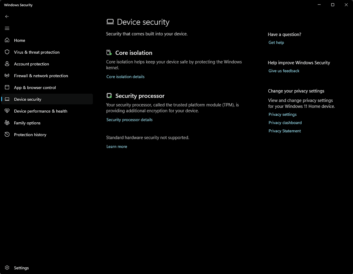 MS Windows Defender 裝置安全