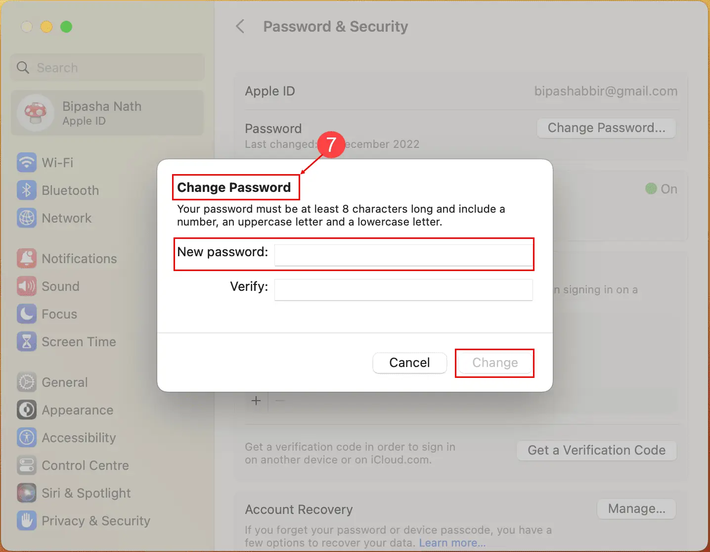 new apple id password
