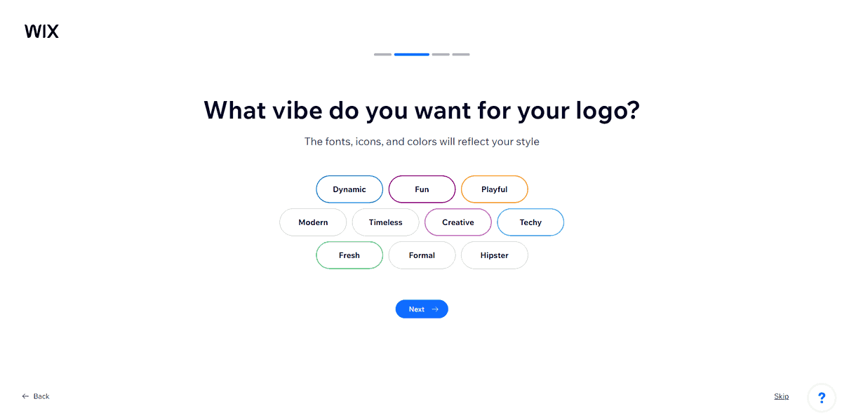 Choosing vibe 1 Wix Logo Maker