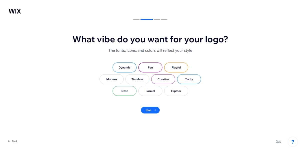 Scegliere l'atmosfera 1 Wix Logo Maker