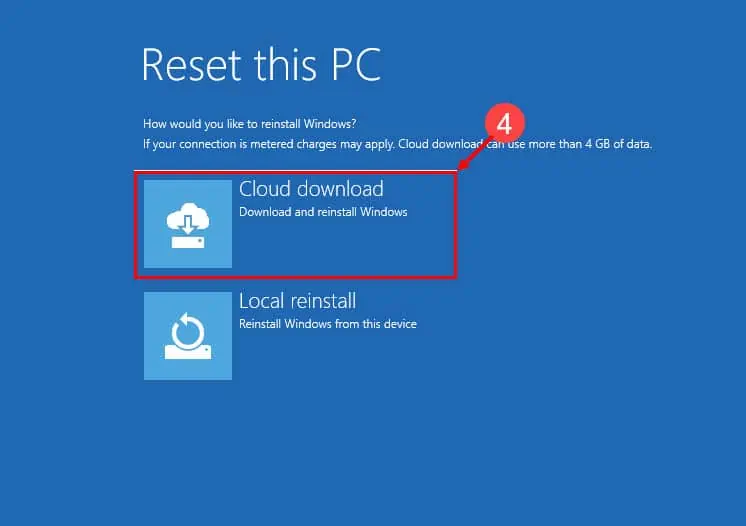 reset this pc cloud download