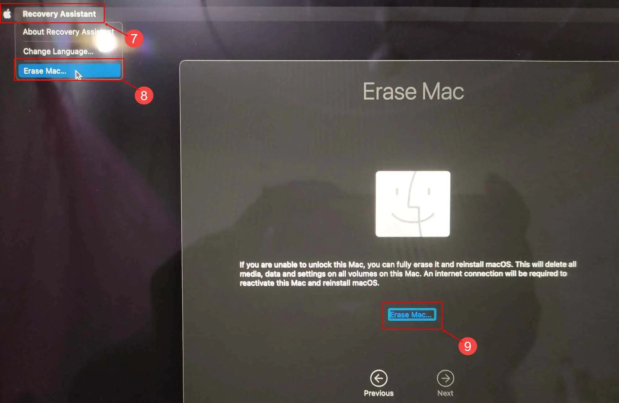 erase mac in recovery assistant