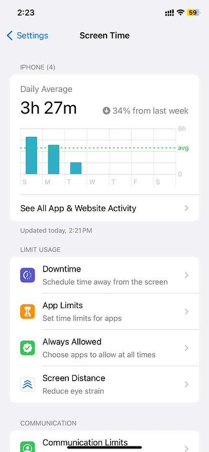 iphone screen time interface