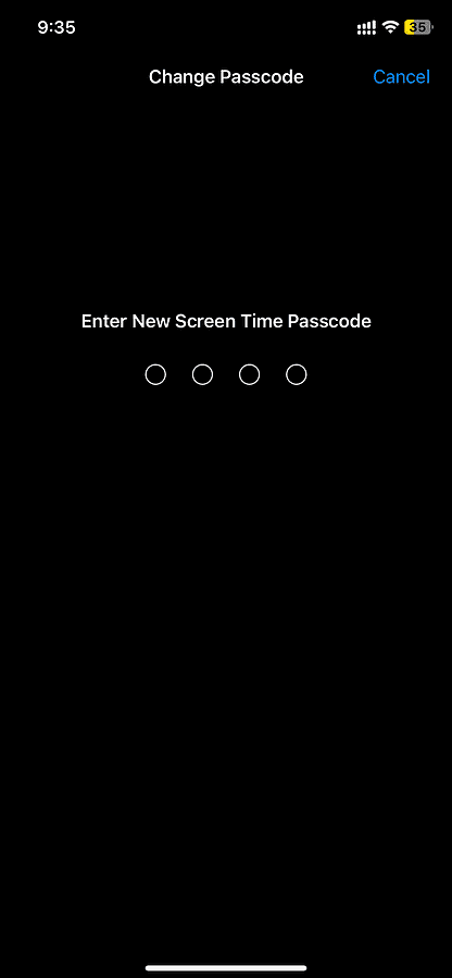 enter new screen time passcode