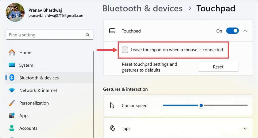 Option to turn on/off "Leave Touchpad On when mouse is connected"