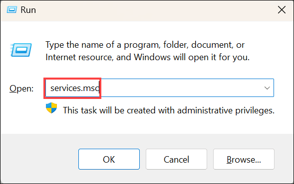Run Command to launch Windows Services window