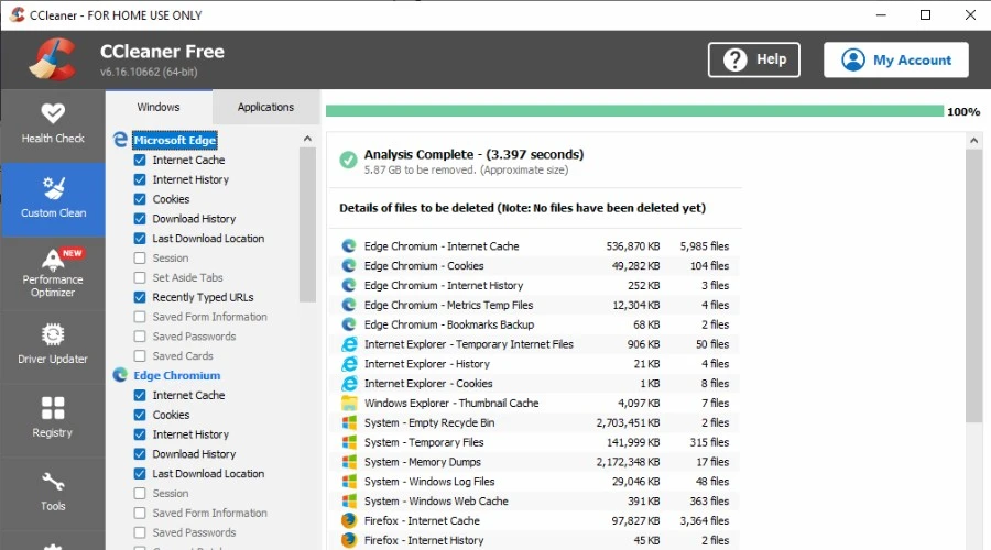 Softvér na čistenie prehliadača CCleaner