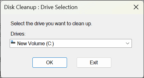 choose the system drive to cleanup