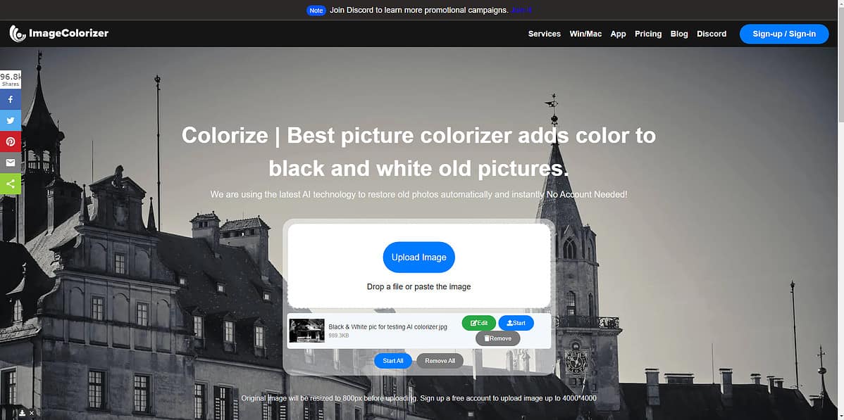 Interface do ImageColorizer