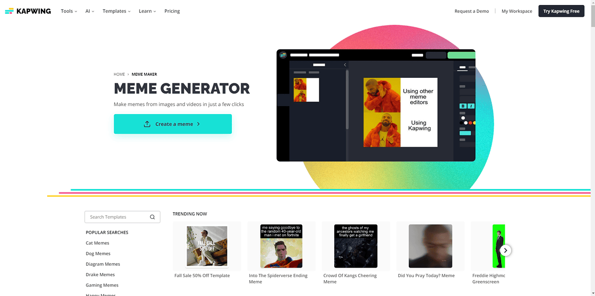 KapWing Meme Generator Interface