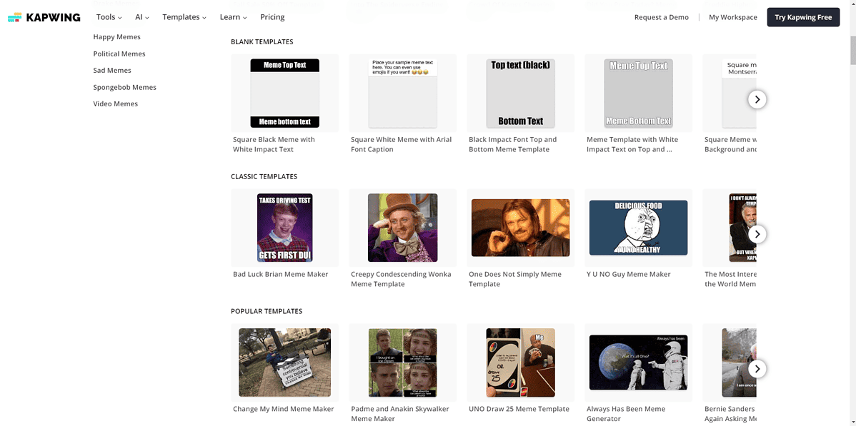 Kapwing meme templates
