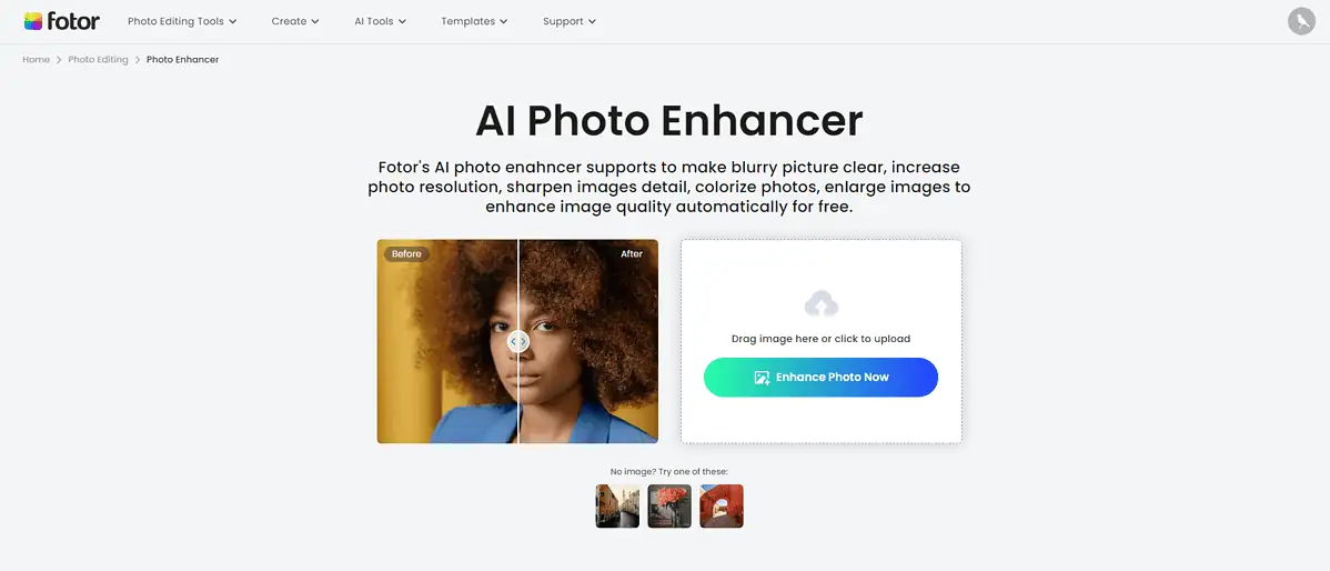 Fotor AI photo enhancer results