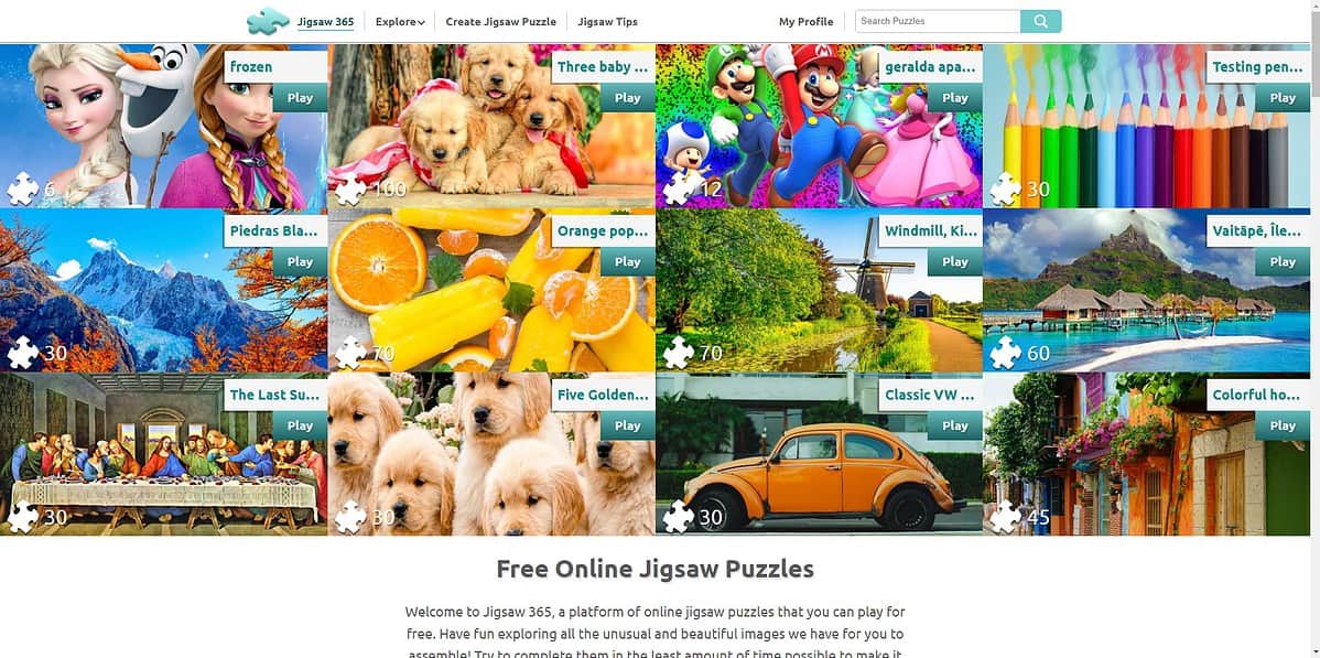 Jigsaw 365 Interface