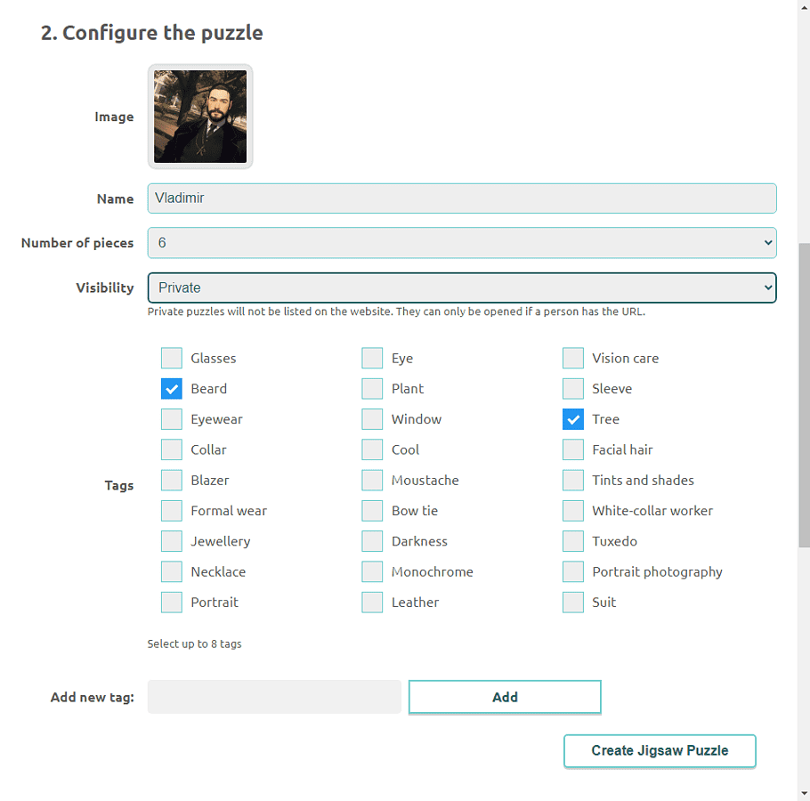 Jigsaw 365 configuring puzzle