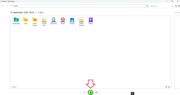 restaurer le bouton vert restaurer le fichier Windows