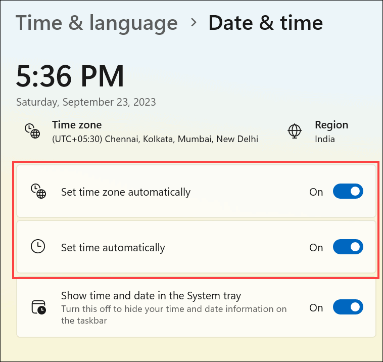 set time and time zone automatically