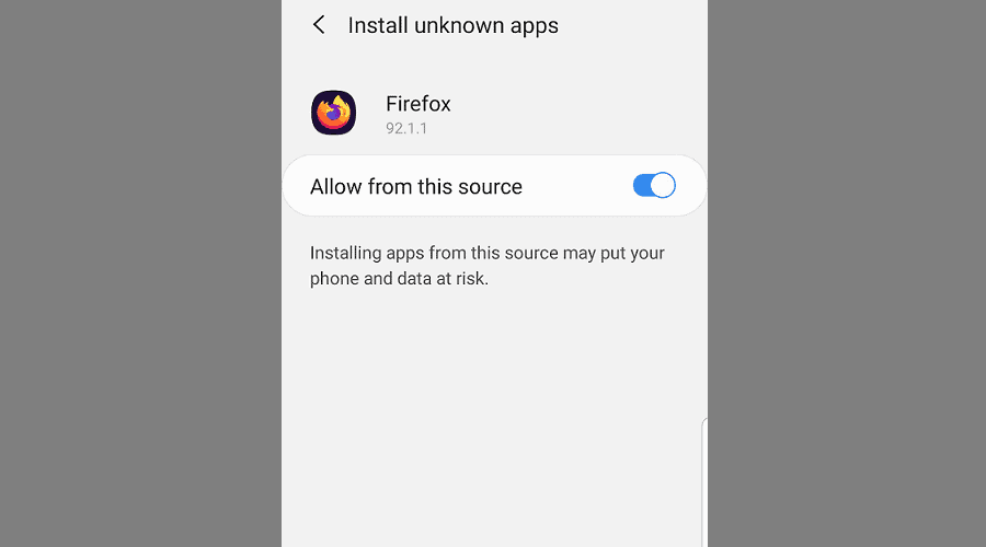 allow installing uknown apps