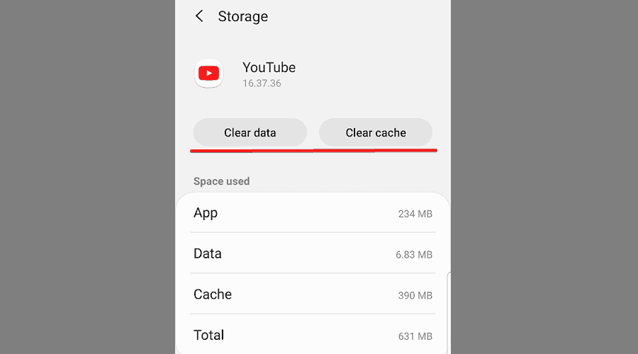 youtube clear data and clear cache