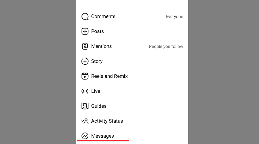 messages privacy settings on instagram