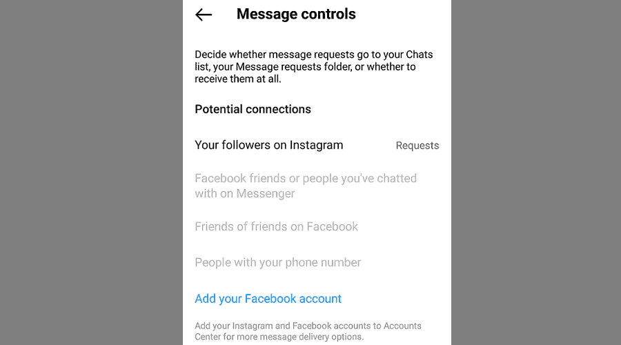 message controls on instagram