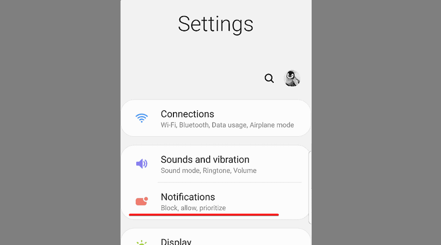 android notification settings