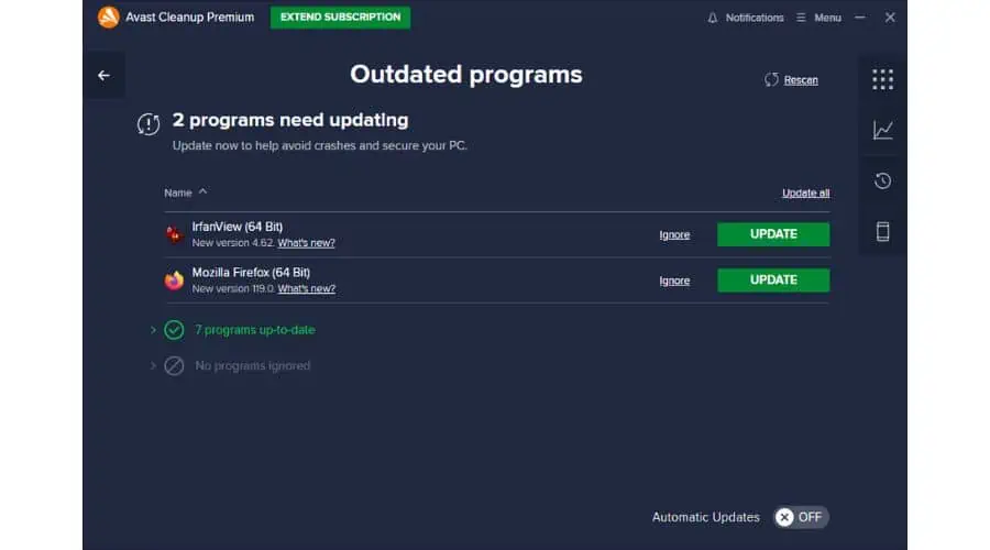 Avast Cleanup Outdated Programs