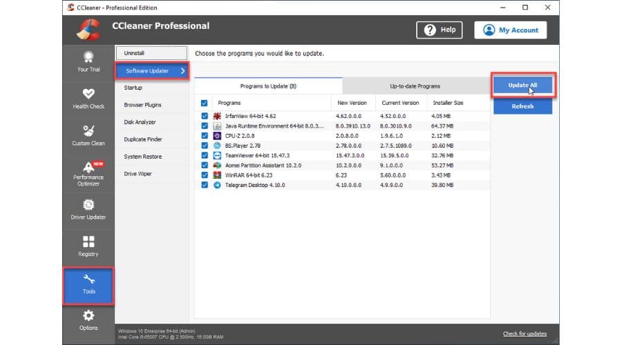 CCleaner Software Updater