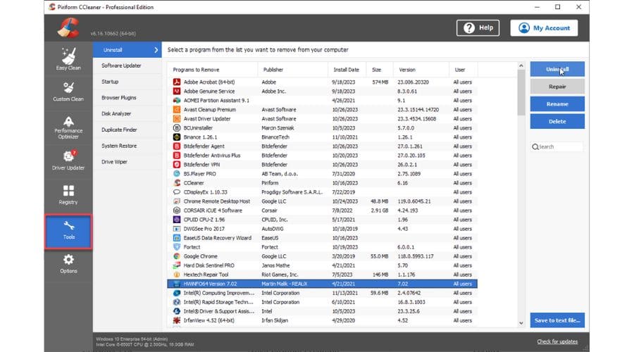 CCleaner Tools