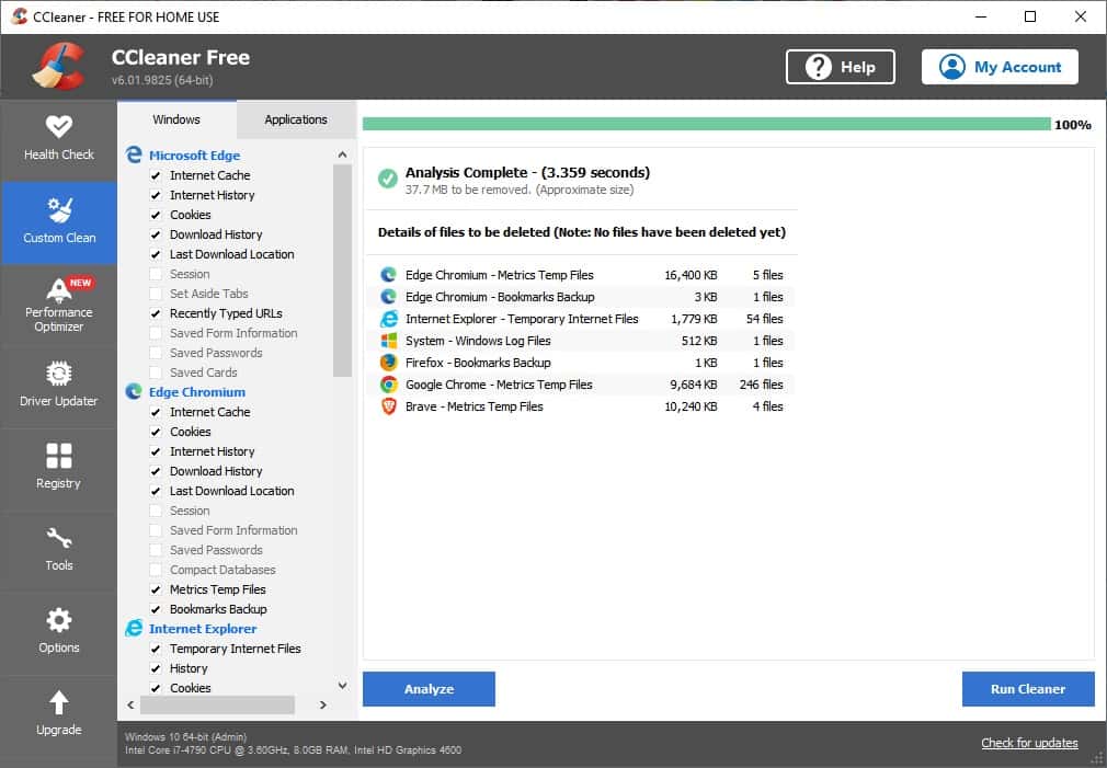 CCleaner UI